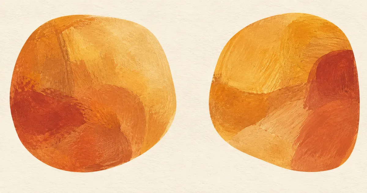 Two rounded amber shapes separated by an open space